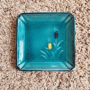 Hand Painted Square Ceramic Catchall Tray Blue